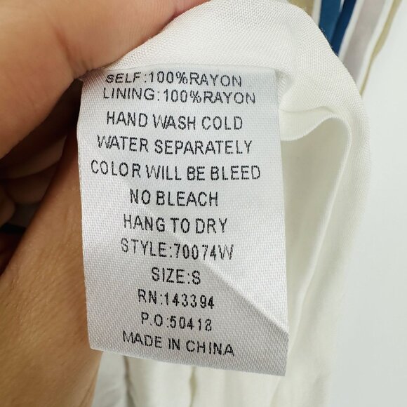 Cotton Bleu Multi Flutter Sleeve Striped Scarf Print V-neck Keyhole Maxi Dress S - Picture 12 of 13